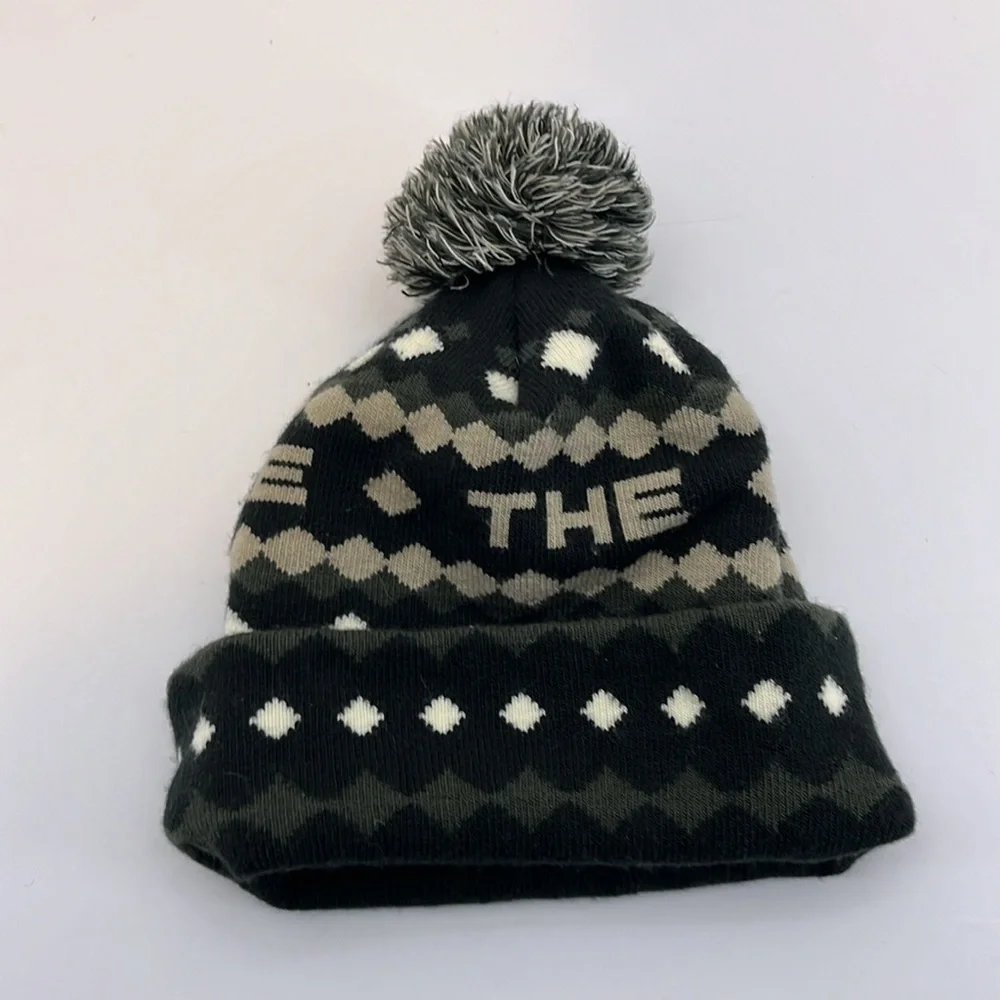 The North Face Winter Knit Beanie Hat Ski Tuke V Black, Cream, Olive Argyle